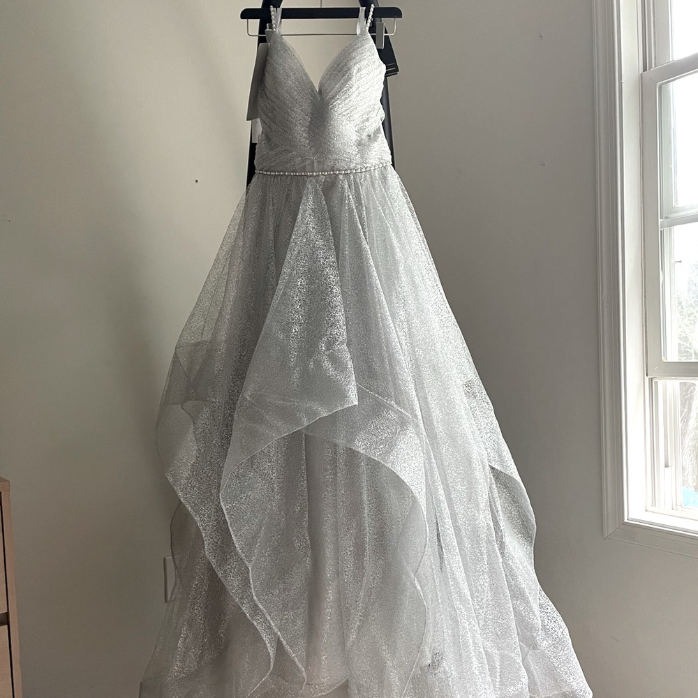 Brand New Silver Prom Dress with Matching Mask